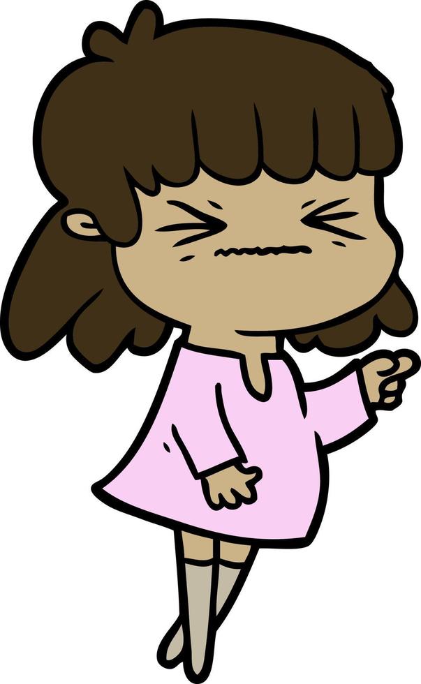 cartoon angry girl vector