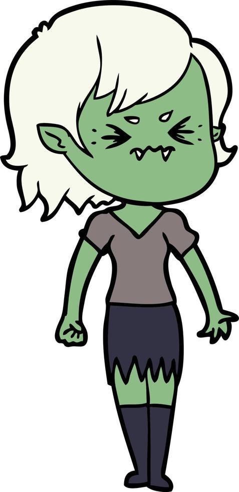 annoyed cartoon vampire girl vector