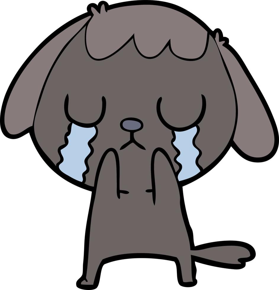 lindo perro de dibujos animados llorando vector