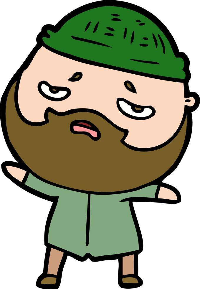 cartoon worried man with beard vector