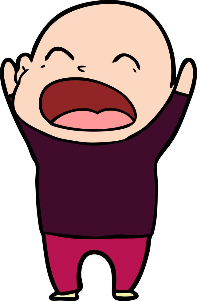 cartoon shouting bald man vector