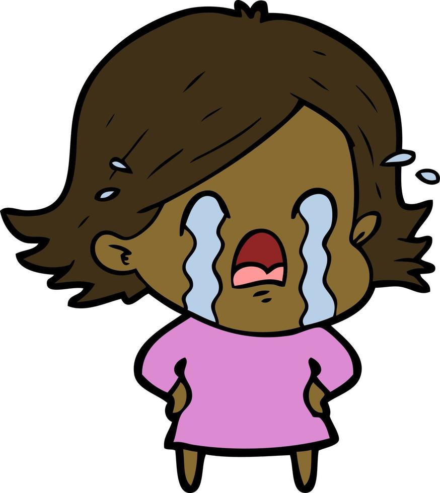 cartoon woman crying vector