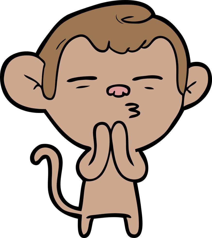 cartoon suspicious monkey vector