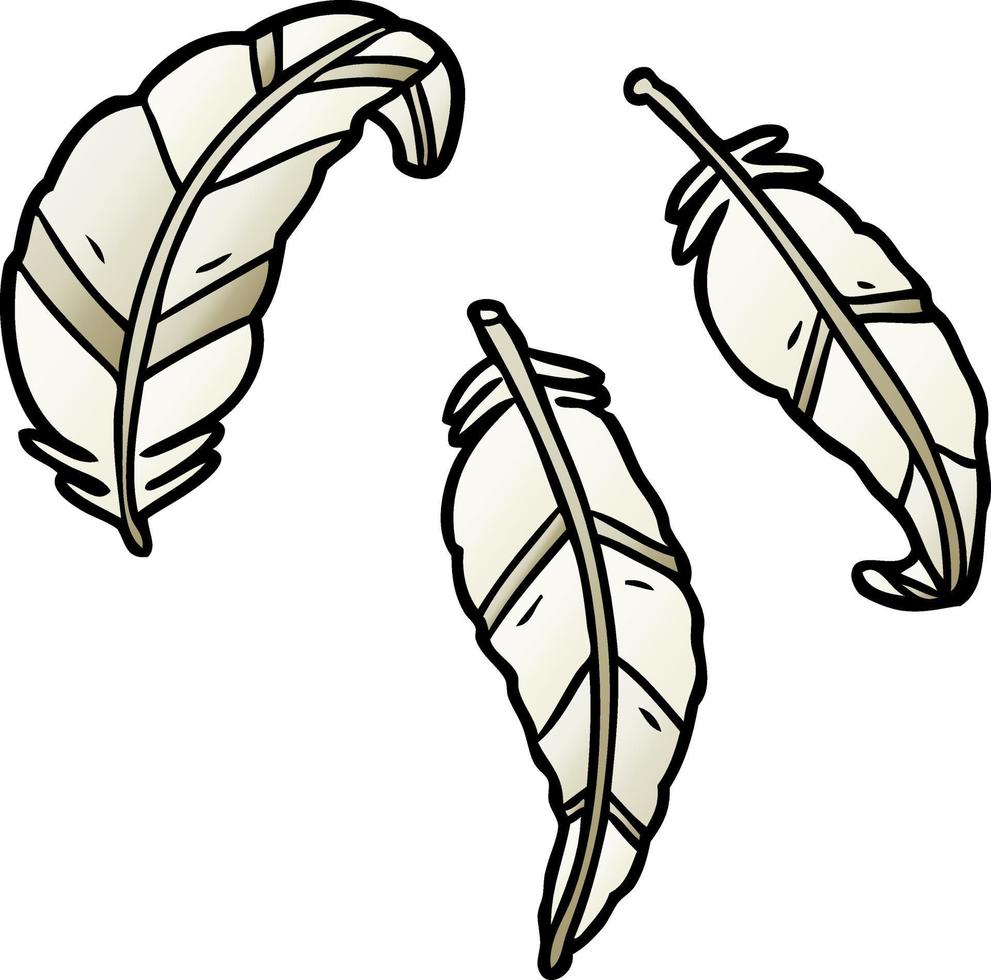 cartoon doodle feathers vector