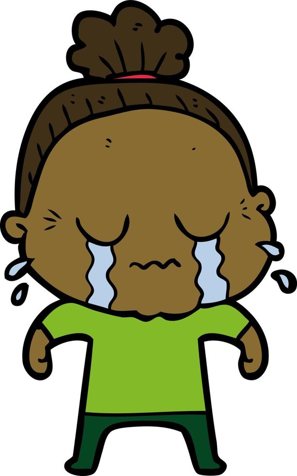 cartoon crying old lady vector