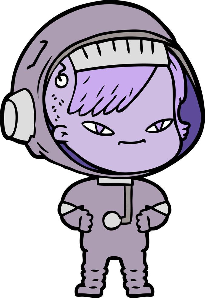 cartoon astronaut woman vector