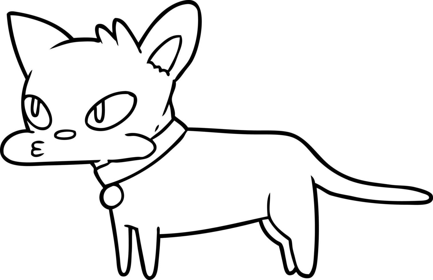 line drawing cartoon cat vector