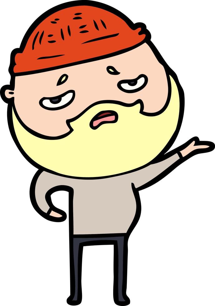 cartoon worried man with beard vector