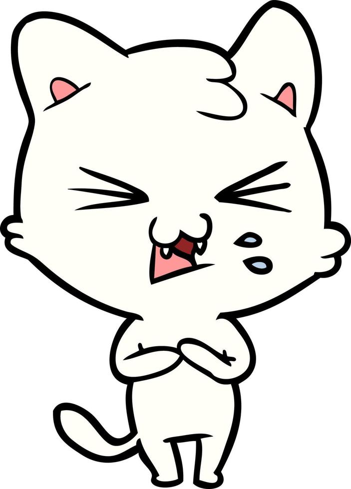 cartoon cat hissing vector