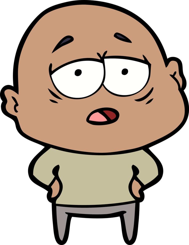 cartoon tired bald man vector