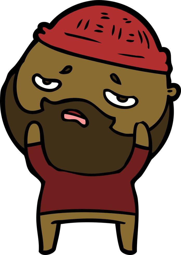 cartoon worried man with beard vector