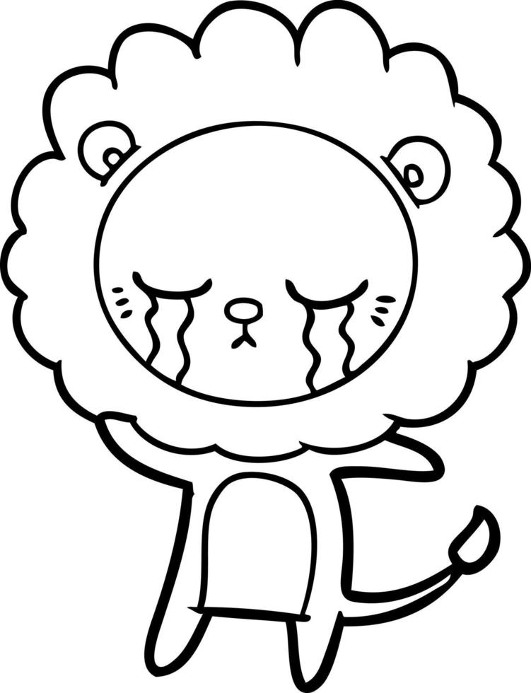 crying cartoon lion vector