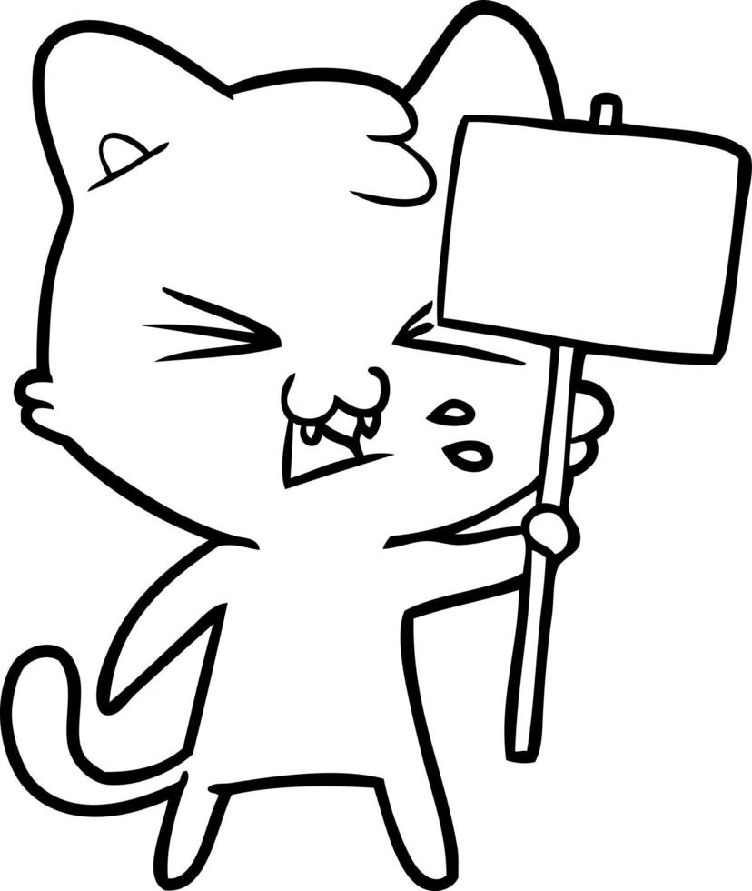 cartoon cat hissing vector