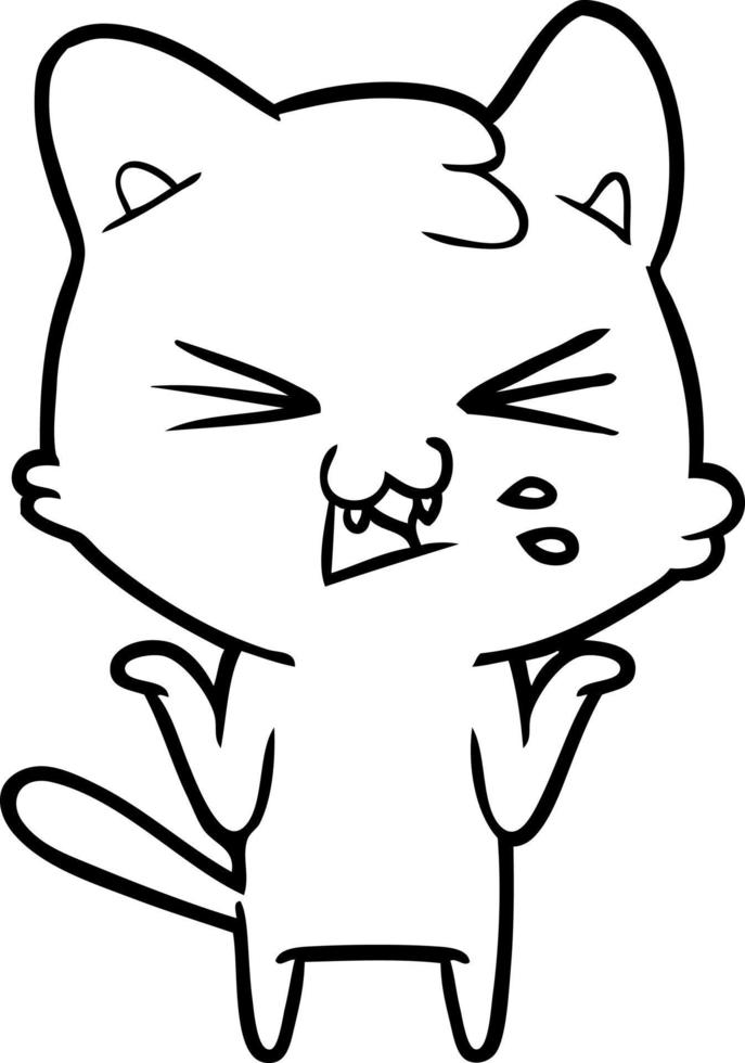 cartoon cat hissing vector