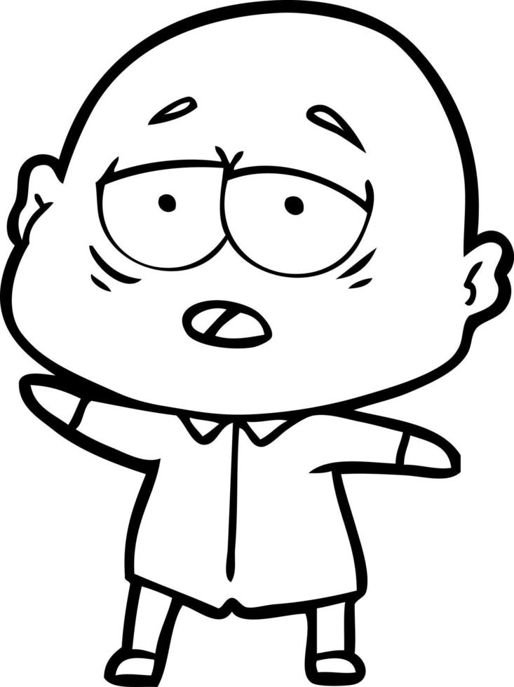 cartoon tired bald man vector