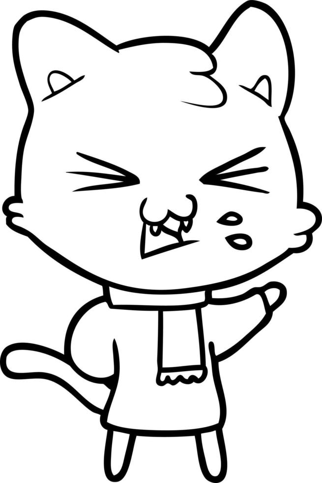 cartoon cat hissing vector
