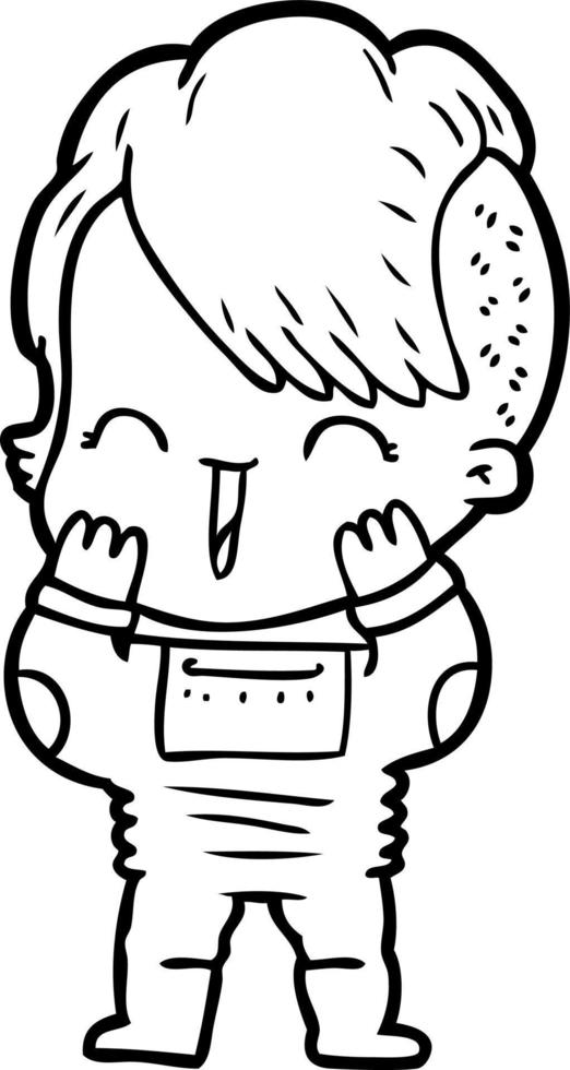 cartoon happy hipster girl wearing space suit vector