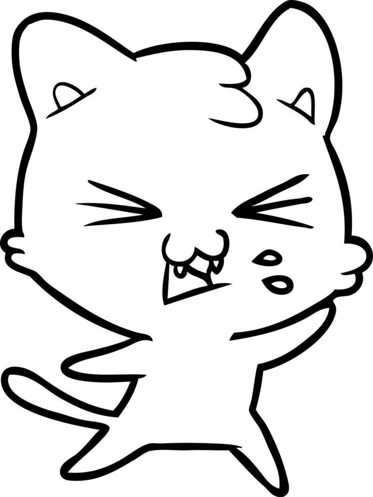 cartoon cat hissing vector