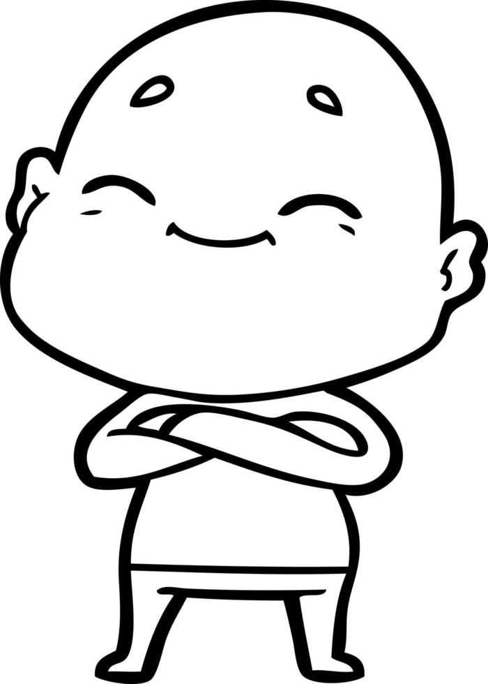 happy cartoon bald man vector
