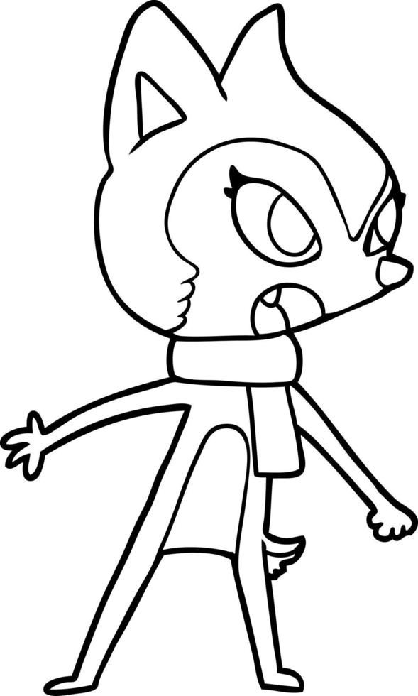 cartoon chipmunk wearing scarf vector