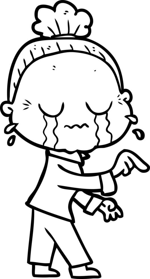 cartoon crying old lady vector