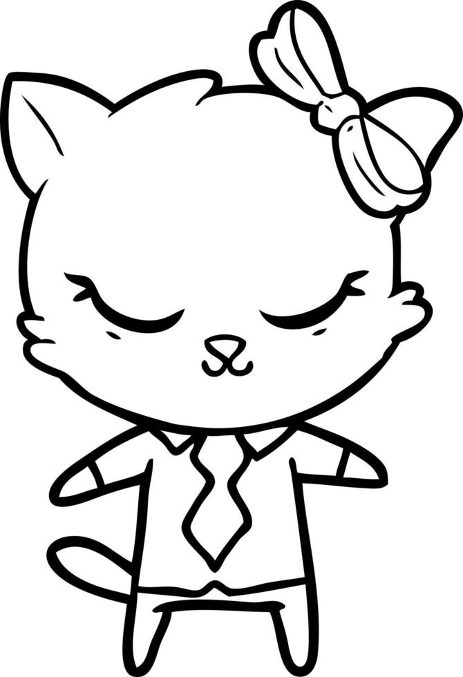 cute cartoon business cat with bow vector