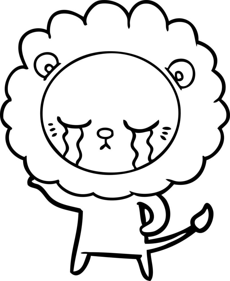 crying cartoon lion vector