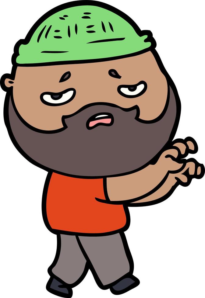 cartoon worried man with beard vector