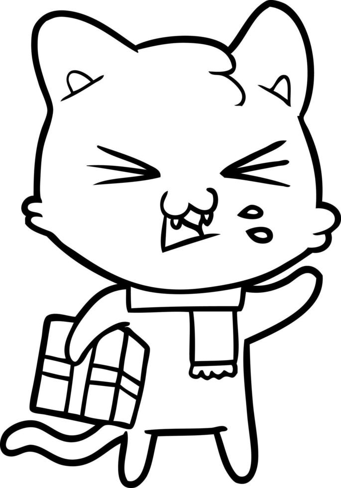 cartoon cat hissing vector