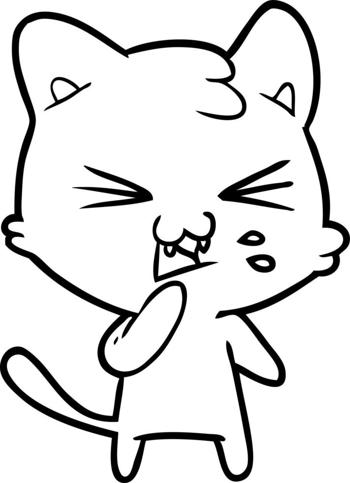 cartoon cat hissing vector
