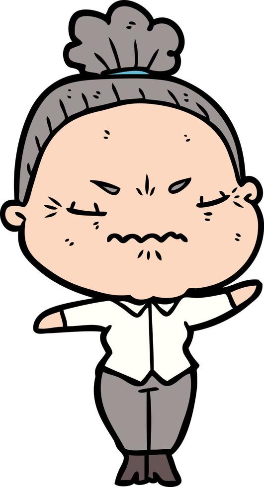 cartoon annoyed old lady vector