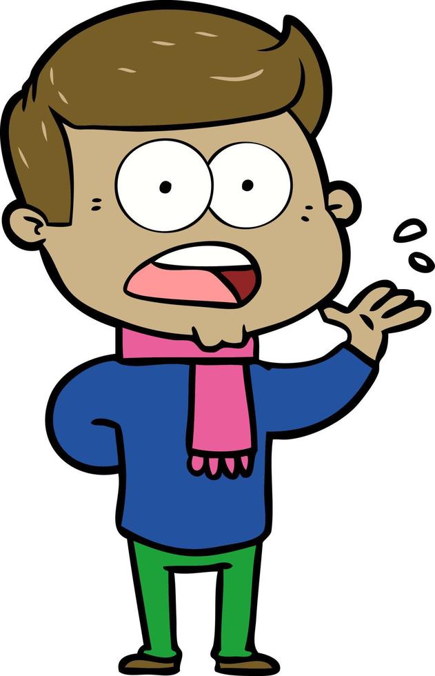 cartoon shocked man vector