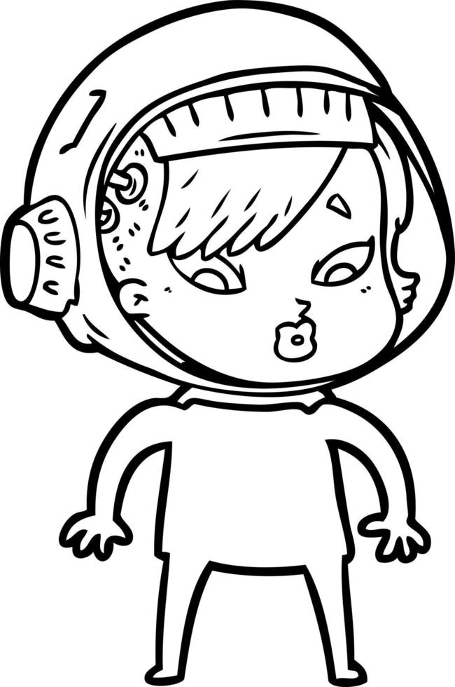 cartoon astronaut woman vector