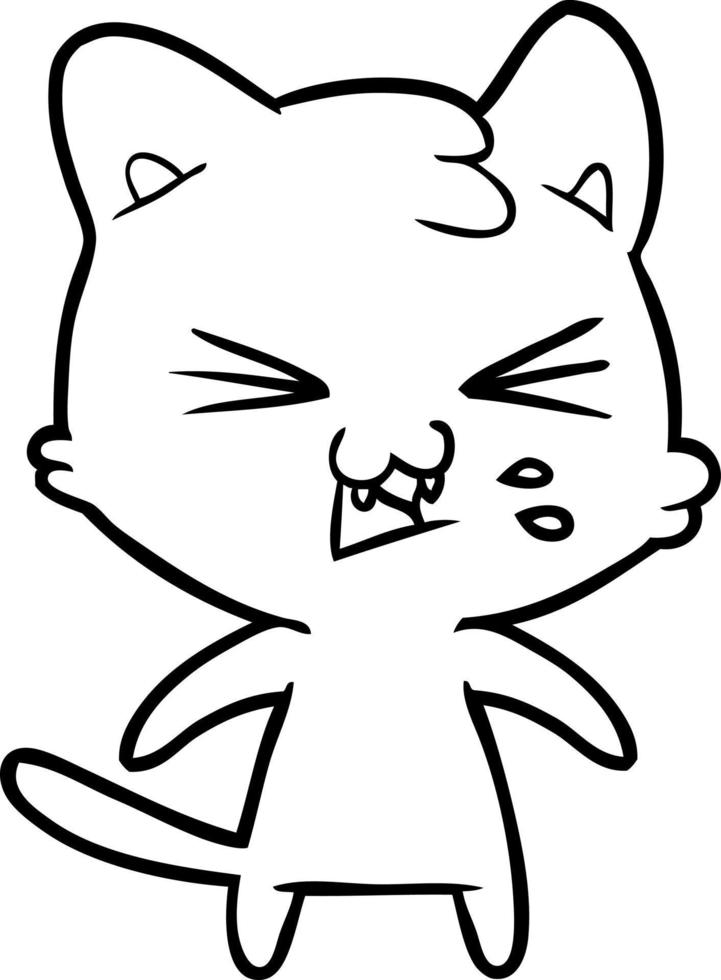 cartoon cat hissing vector