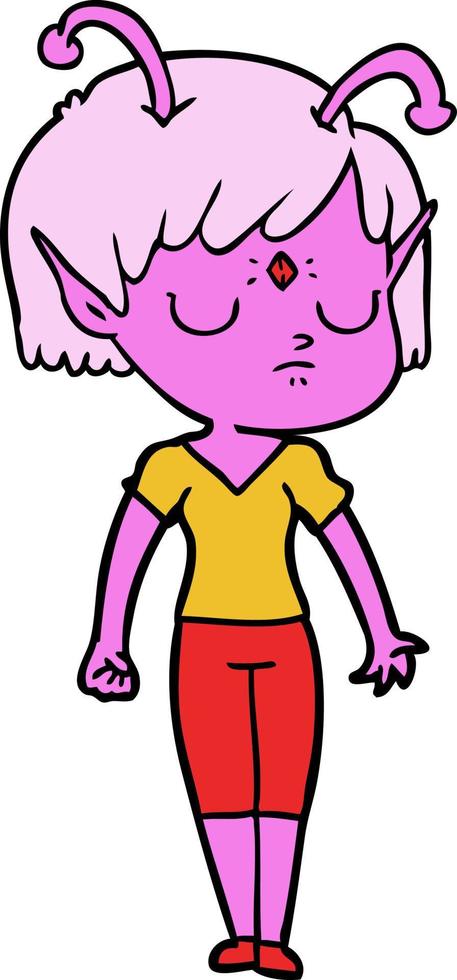 cartoon alien girl vector