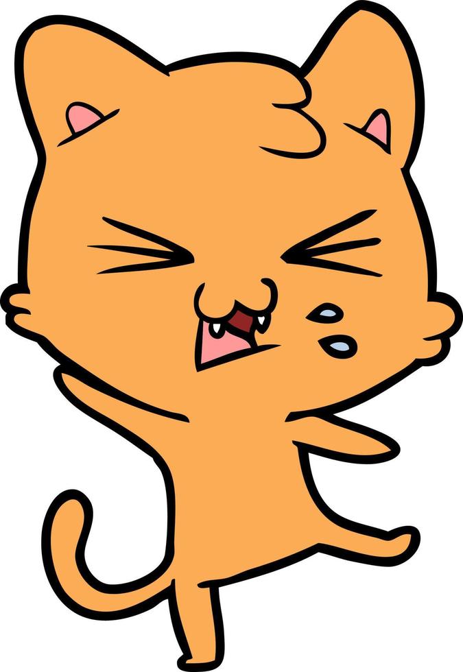 cartoon cat hissing vector