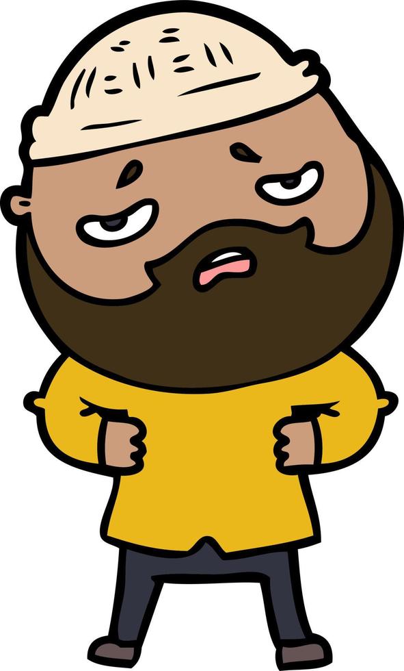 cartoon worried man with beard vector