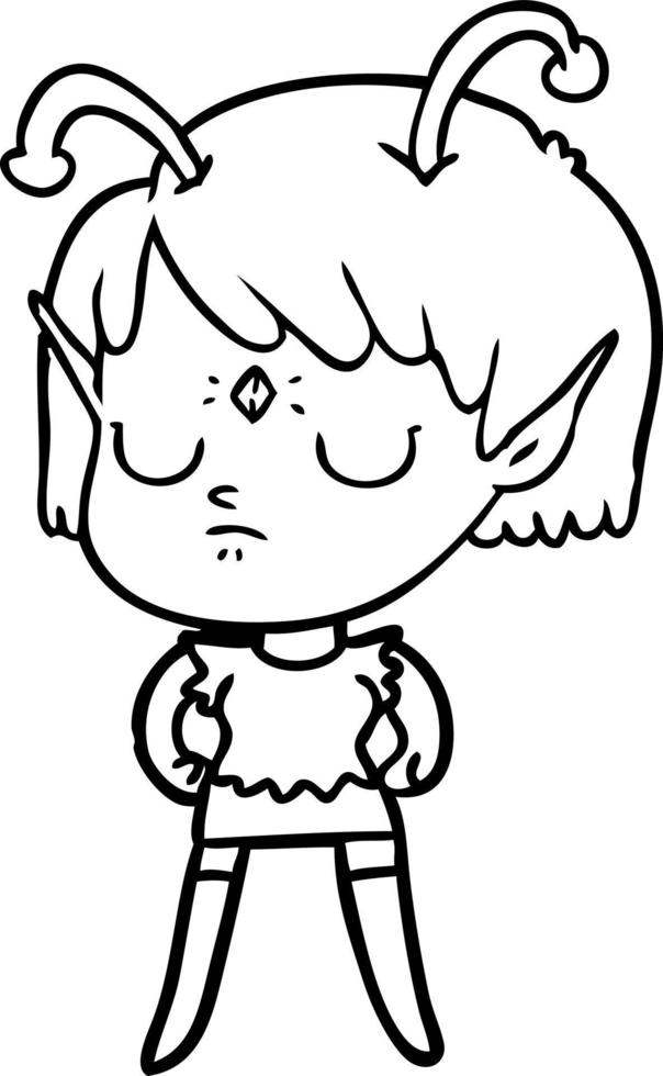 cartoon alien girl vector