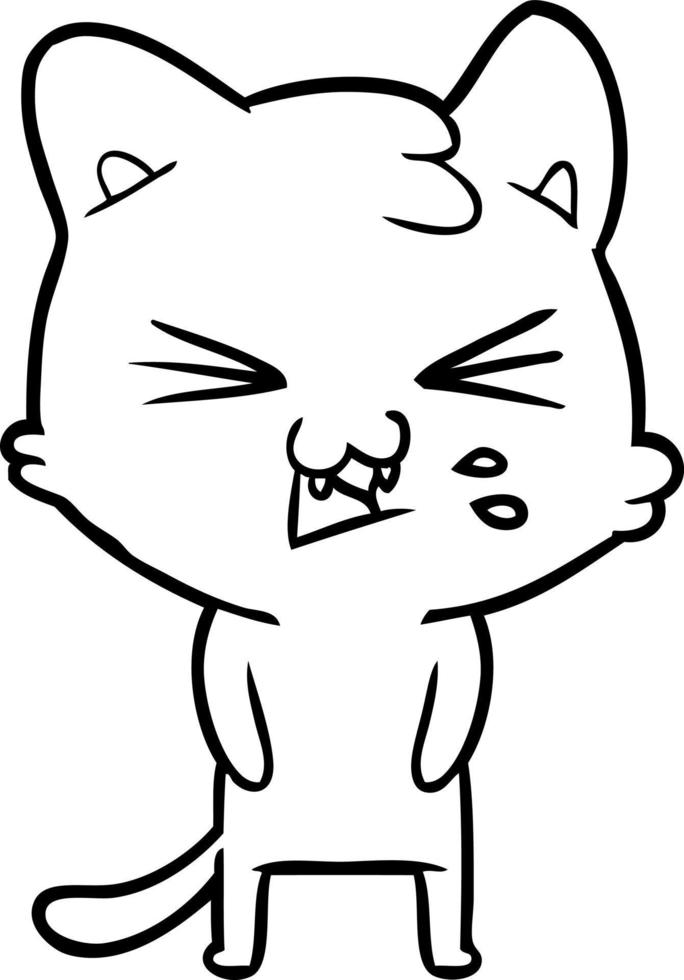 cartoon cat hissing vector