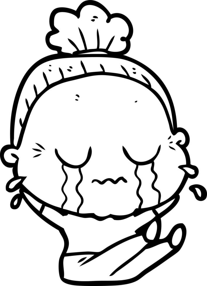 cartoon crying old lady vector