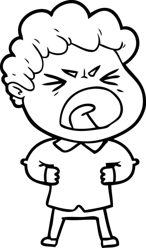 cartoon furious man vector