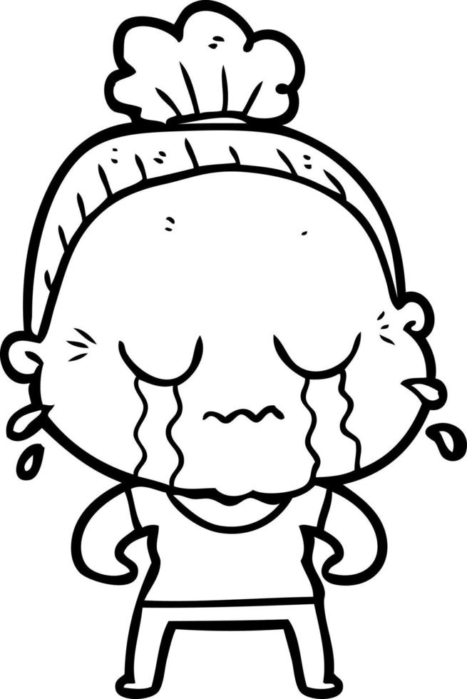 cartoon crying old lady vector