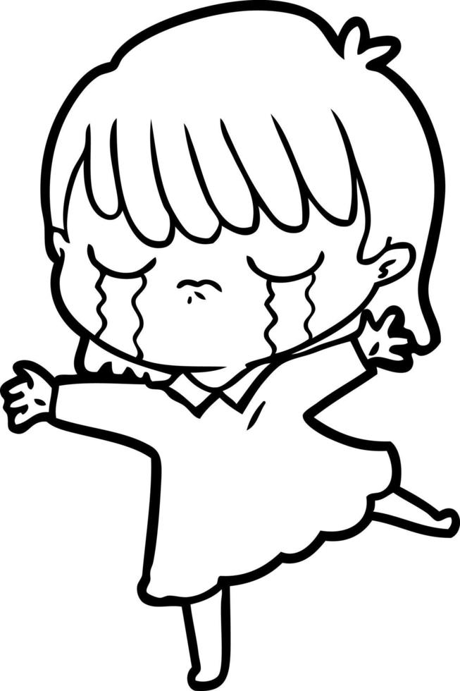 cartoon woman crying vector