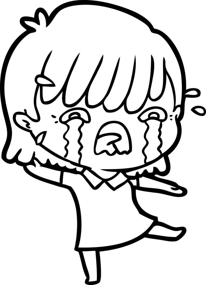 cartoon girl crying vector