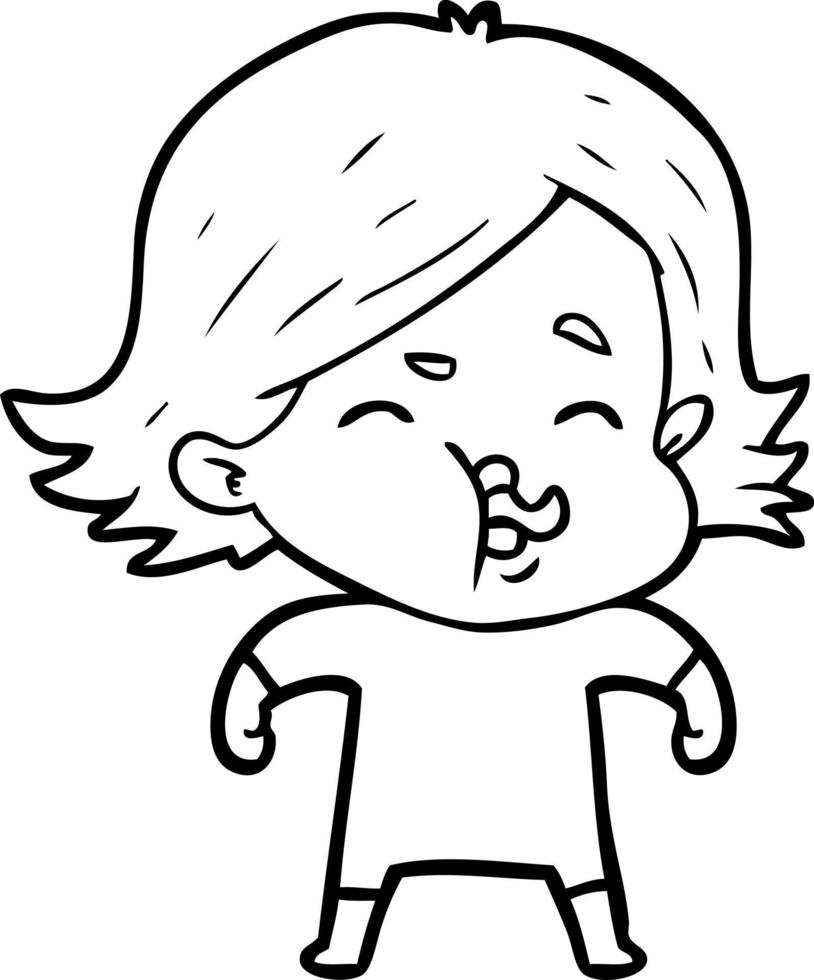 cartoon girl pulling face vector