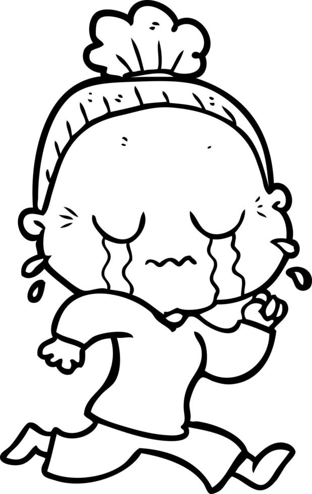 cartoon crying old lady vector