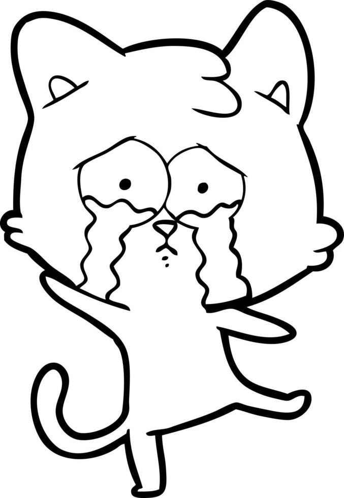 cartoon crying cat vector