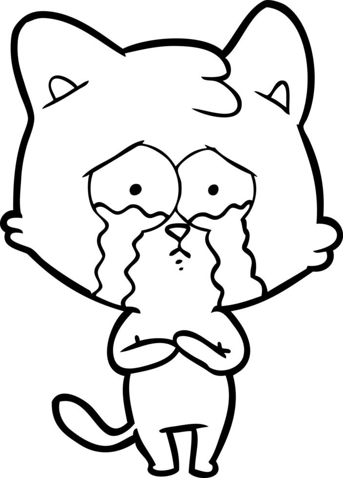 cartoon crying cat vector