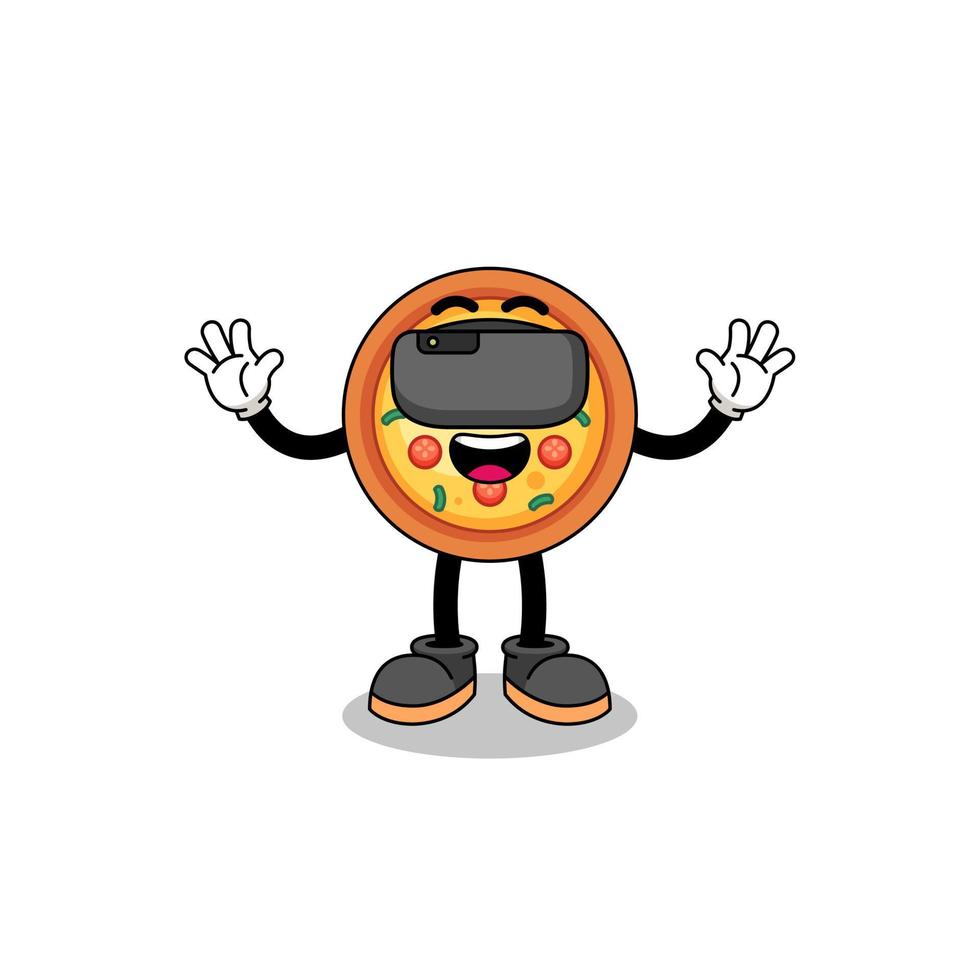 Illustration of pizza with a vr headset vector