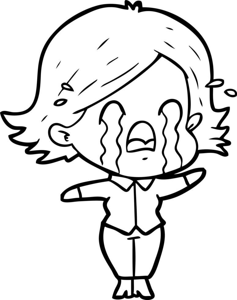 cartoon woman crying vector